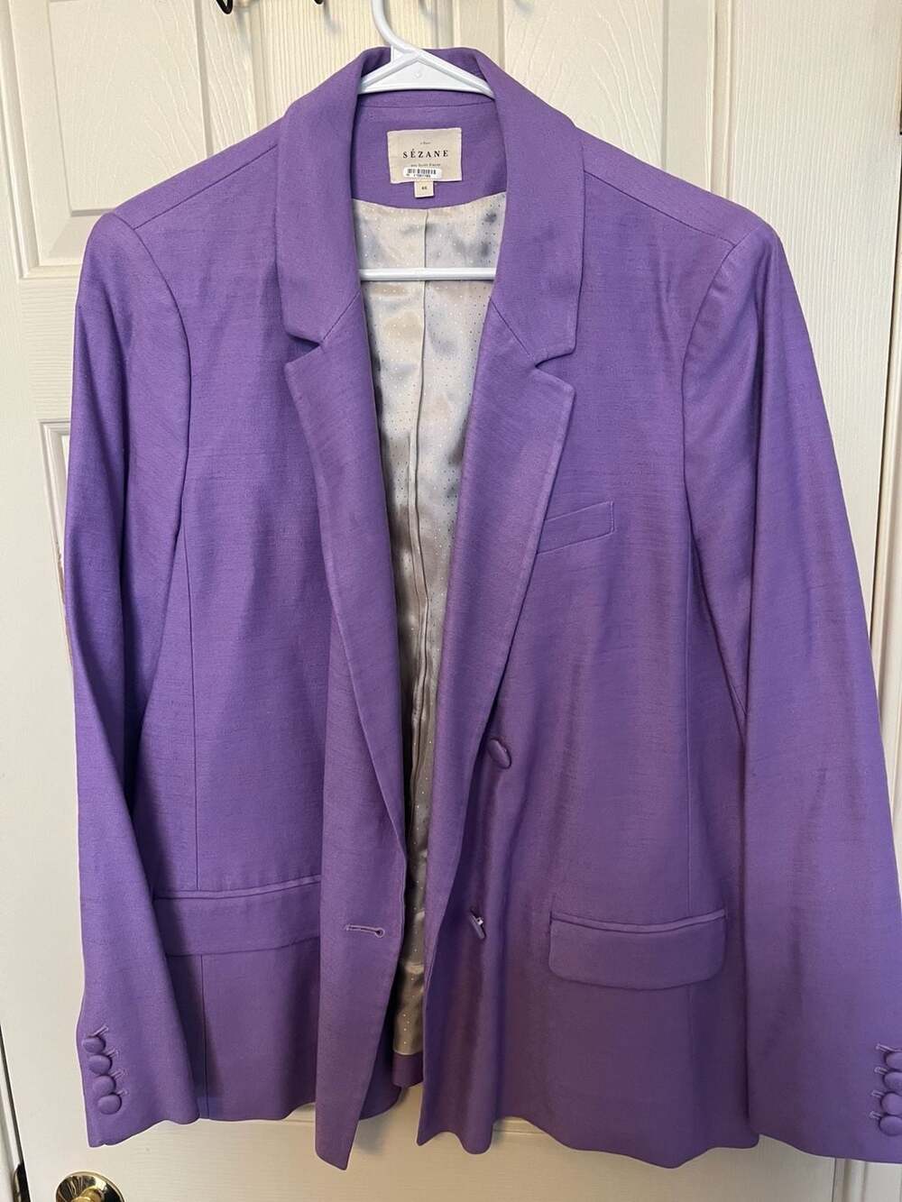 Sézane Violet Button-Front Blazer Jacket